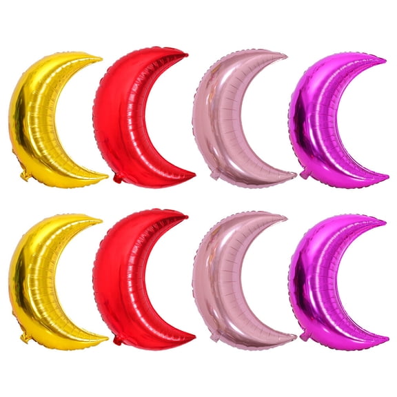 ETHZZLE 8Pcs Party Moon Balloons Aluminum Film Assorted Color Decorative Balloons for Indoor Outdoor