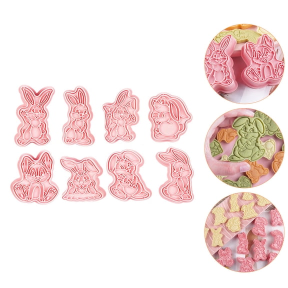 ETHZZLE 8Pcs Creative Cookie Mold Pink Plastic Reusable for DIY Projects