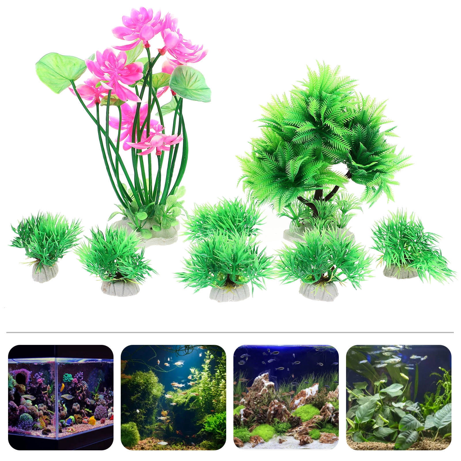 ETHZZLE 8Pcs Fish Aquarium Accessories Realistic Modeling Plastic ...