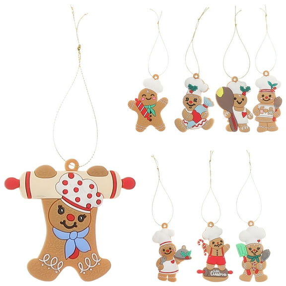 ETHZZLE Gingerbread Man Ornament Multi PVC Festive Decor for Home 8Pcs