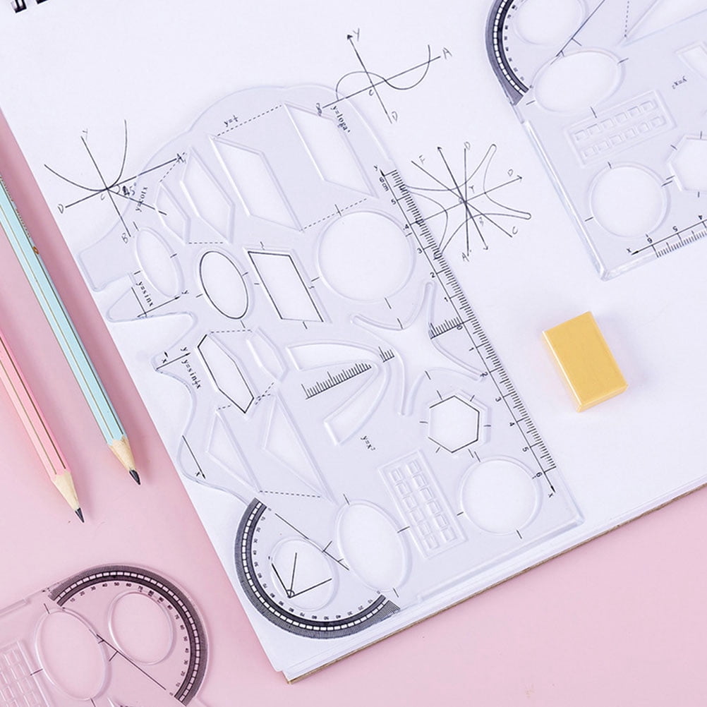 ETHZZLE 8Pcs Multifunctional Geometric Rulers with Clear Scale for ...