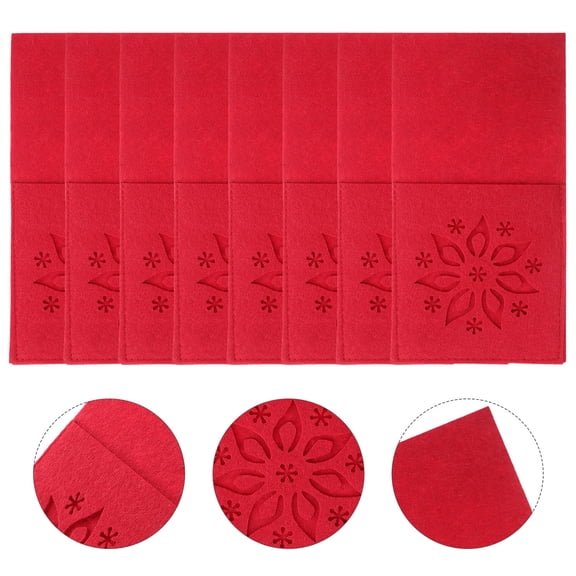 ETHZZLE 8-Piece Red Christmas Silverware Sleeves Set Flatware Organizer for Rustic Holiday Decor