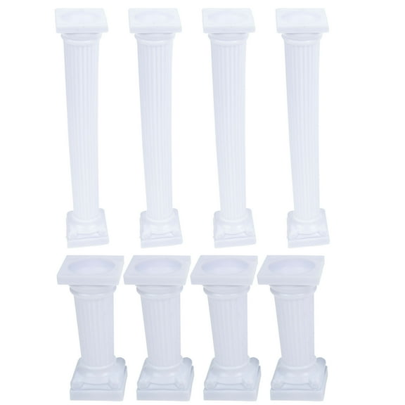 ETHZZLE 8Pcs White Roman Column Cake Pillars Made of Premium Plastic for Wedding Cake Decoration