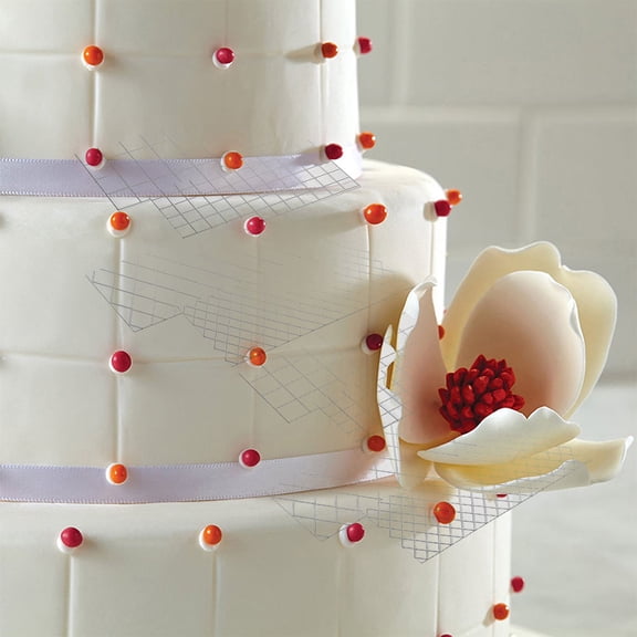 ETHZZLE 8-Piece White Flexible Plastic Baking Mold Set with Grid Pattern Fondant Stamps for Cake, Candy, Chocolate Decorating