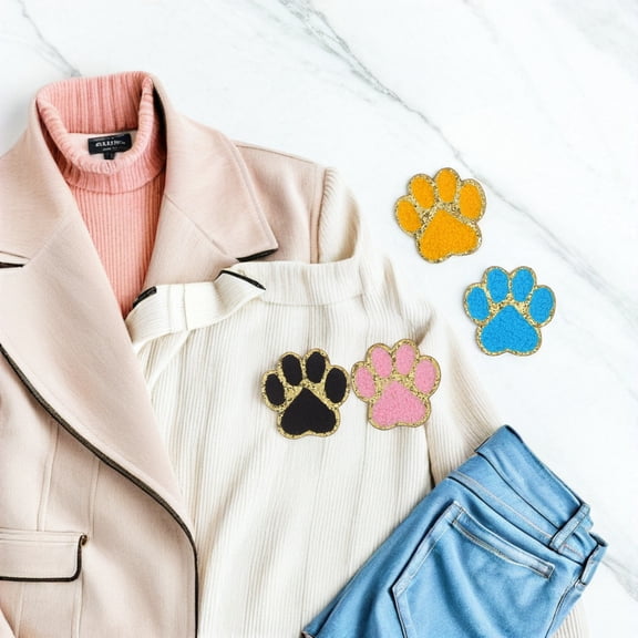 ETHZZLE Sew on Repair Patches Adhesive Cat Paw for Bags Jeans Hats 8Pcs