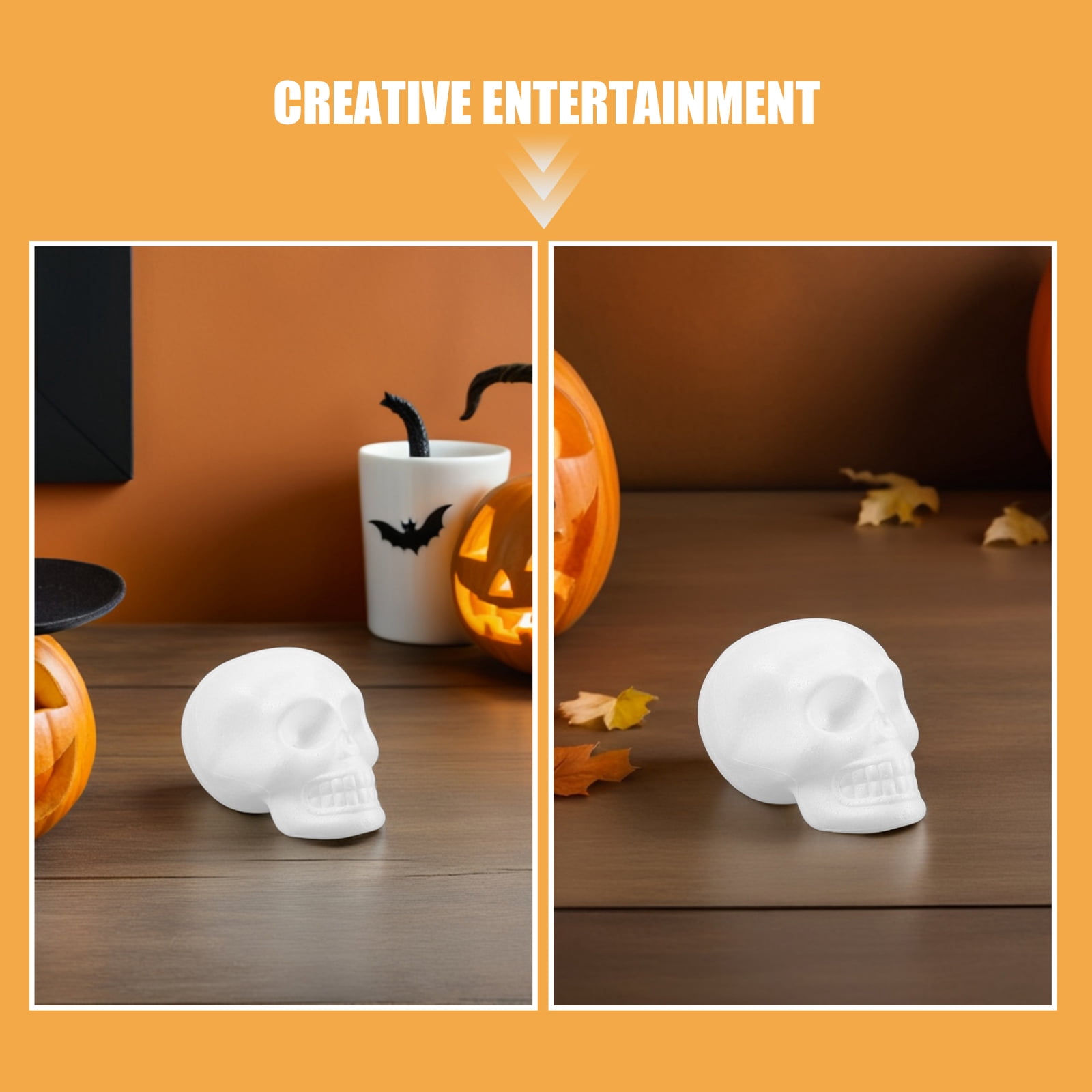 ETHZZLE White Foam Skull Heads for DIY Crafts - Lightweight and Durable Polystyrene Skulls 8Pcs