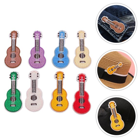 ETHZZLE 8Pcs Assorted Color Guitar Applique Clothes Patches for Repairing Jackets Bags Decor