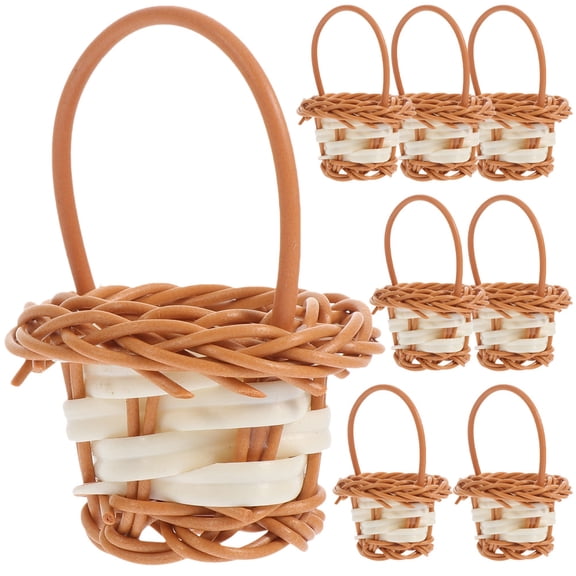 ETHZZLE 8Pcs Small Woven Basket Handles with Handle Assorted Color for Wedding and Storage