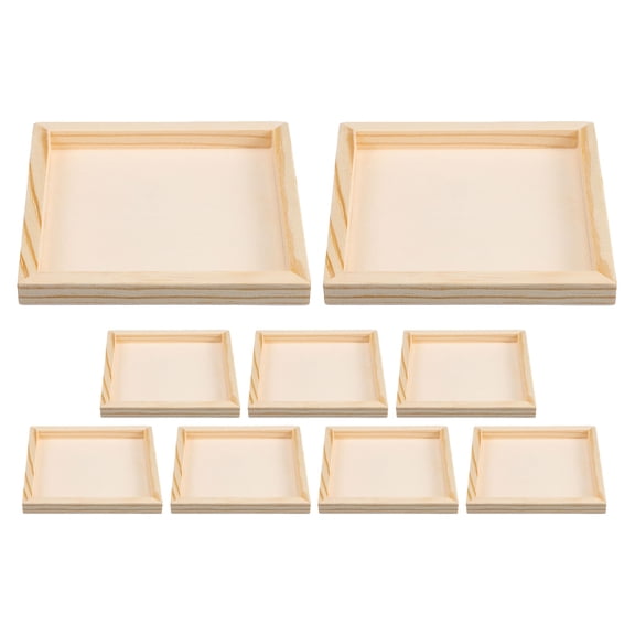 ETHZZLE 9-Piece Beige Wooden Puzzle Sorter Trays for Art, Craft, and Project Organization
