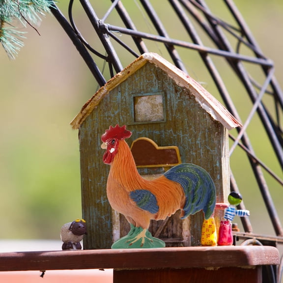 ETHZZLE Agritainment Decor Rooster Figurine Red ABS 1Pack