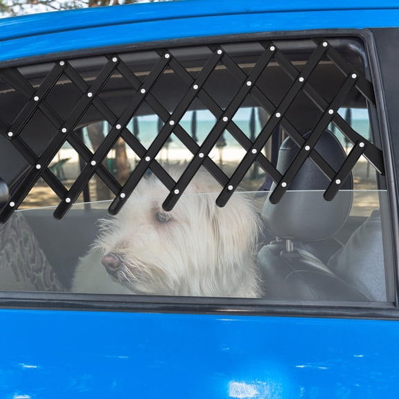 ETHZZLE Adjustable Pet Car Window Fence with Durable Black PP Mesh for Safety and Scenic View