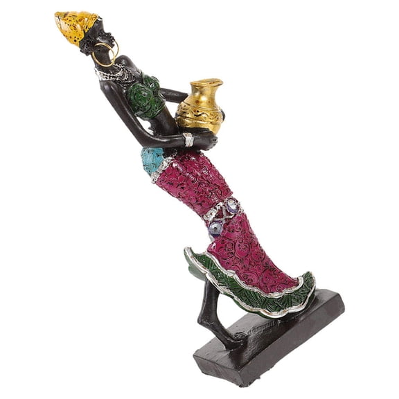 ETHZZLE Exotic Resin African Lady Figurine Multi Colored Home Decoration