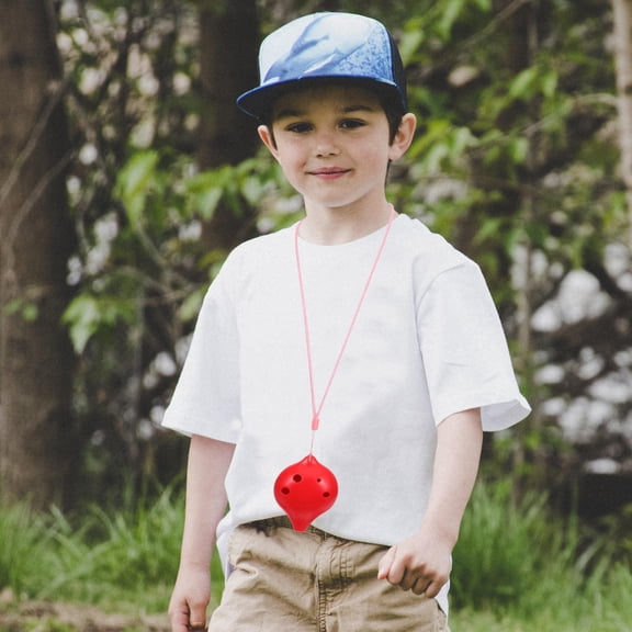 ETHZZLE Beginner Resin Ocarina Musical Flute Red Six Hole with Convenient Neck Strap