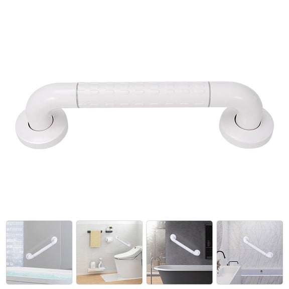 ETHZZLE White Bathroom Grab Bar Stainless Steel Plastic Handrail for Shower and Toilet Safety