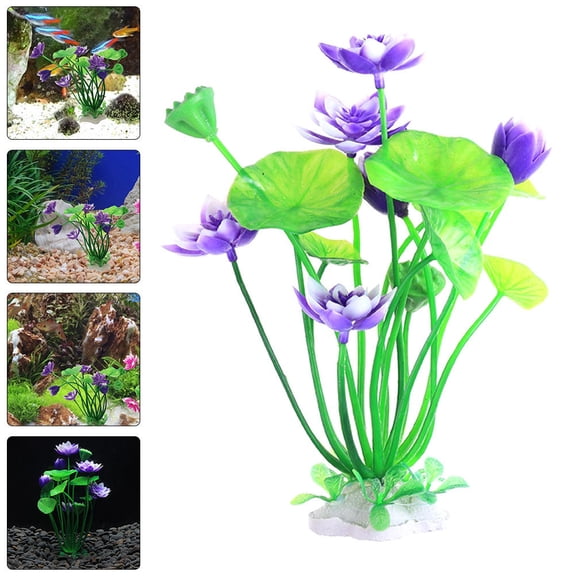 ETHZZLE Aquarium Lotus Flower Aquarium Decor Ornaments Purple Plastic 1Pack