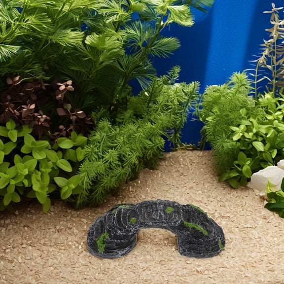 ETHZZLE Aquarium Turtle Platform with Resin Hideaway and Climbing Ramp for Reptile Habitat