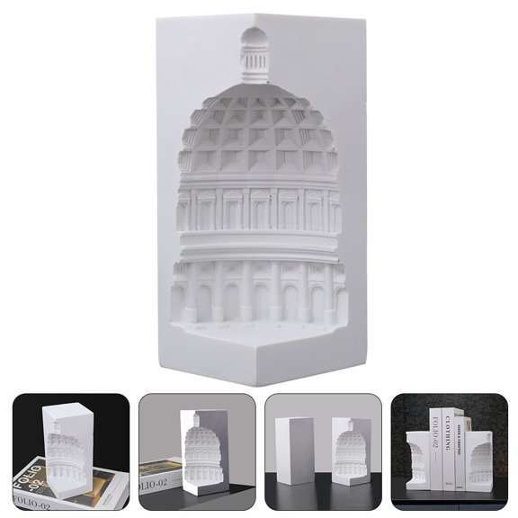 ETHZZLE Architectural Building Model Decorative Bookends Home Decor Synthetic Resin White