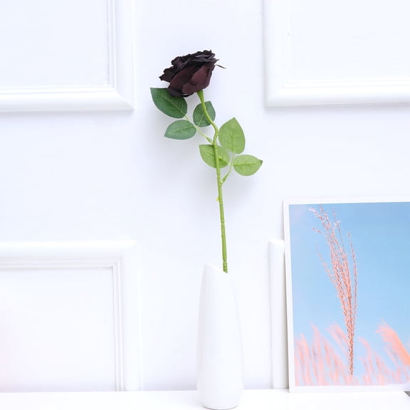 ETHZZLE Artificial Black Rose, Realistic Single Stem for Wedding and Party Use