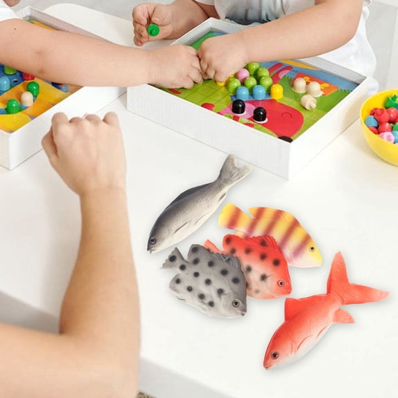 ETHZZLE 5Pcs Ocean Animal Toys Simulation Prop PU Fish Recognition Tool