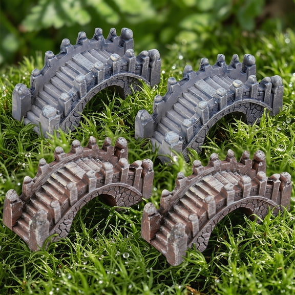 ETHZZLE Assorted Color Resin Bridge Figurines for Indoor and Outdoor Use 4Pcs