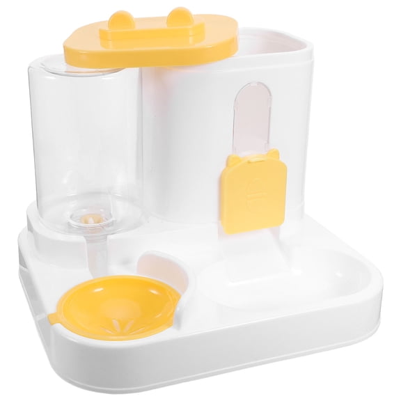 ETHZZLE Automatic Cat Food Feeder and Water Dispenser Yellow with Large Capacity for Small Pets