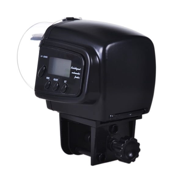 ETHZZLE Black Automatic Fish Feeder with Moisture Proof Design for Aquarium Tanks