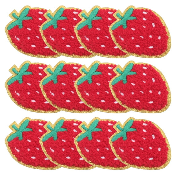 ETHZZLE Red Strawberry Patches High Precision Embroidery for Clothes and Accessories 12Pcs