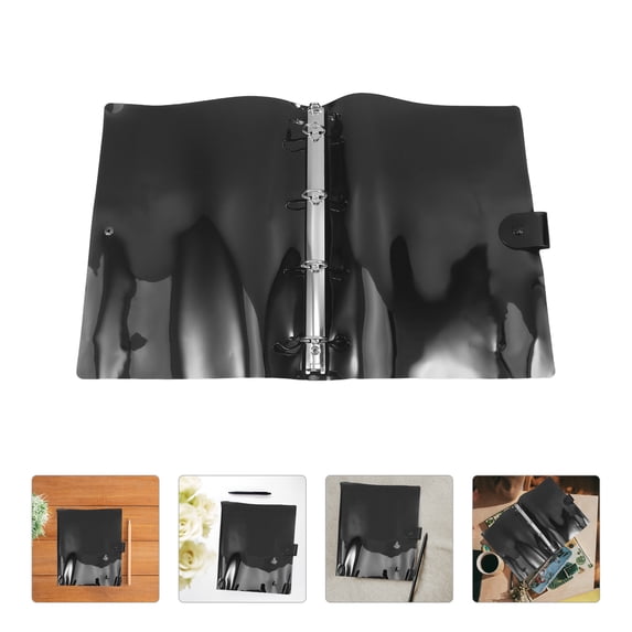 ETHZZLE Refillable A4 Planner Cover Binder in Transparent Black PVC with Snap Button and 4 Hole Design