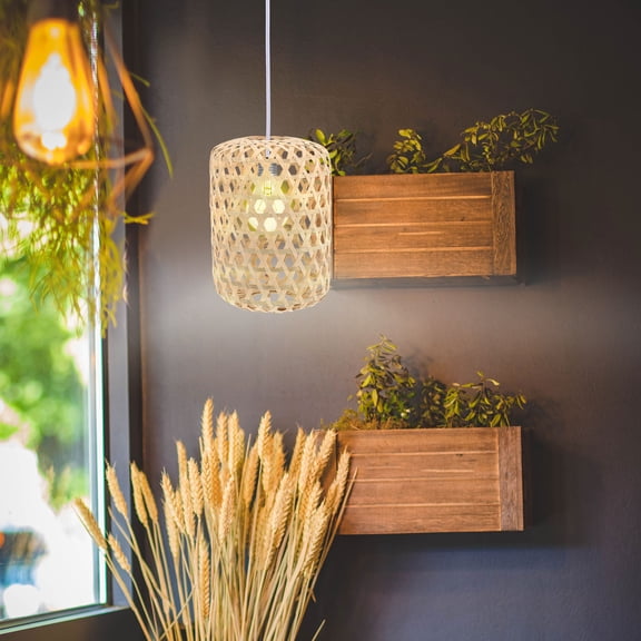 ETHZZLE Rustic Lamp Shades Bamboo Ceiling Light Shade 1Set