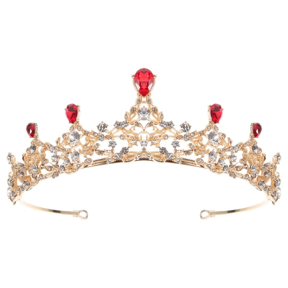 ETHZZLE Red Elegant Bride Crown Baroque Design Wedding Hair Accessory for Special Occasions
