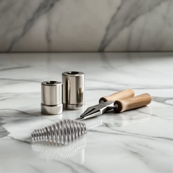 ETHZZLE Bbq Spring Handle - Stainless Steel Wood Stove Door Metal Spring Handle - One End Tapered Grip For Wood Fireplace Bbq Grill Furnace Pit Cabinet Door Accessory