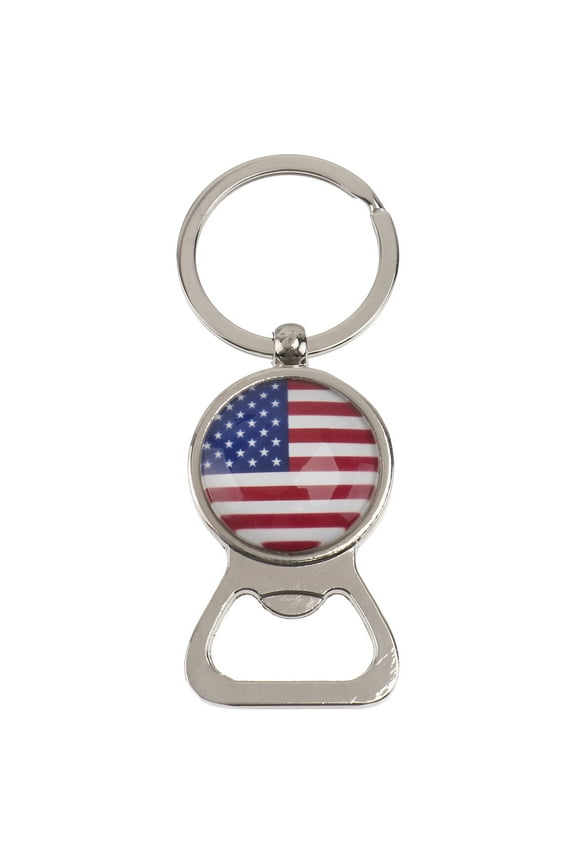Beer Bottle Opener Keychain America Flag Design Assorted Color 1Set