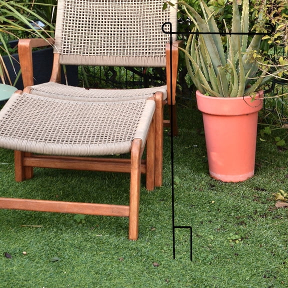 ETHZZLE Black Metal Garden Flag Stand Heavy Duty Wind Resistant Wrought Iron for Yard Decoration