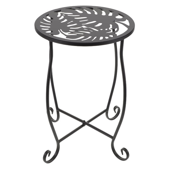 ETHZZLE Black Metal Flower Pot Holder with Monstera Leaf Pattern for Indoor and Balcony Display