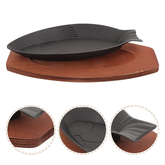 ETHZZLE Fish Fry Pan Black Wear Resistant Suitable for Fish Cooking Pan 1 Set
