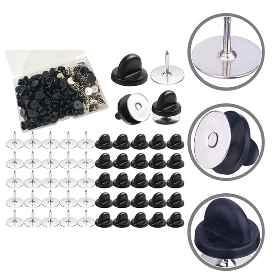 ETHZZLE Black Rubber Lapel Pin Backs Multipurpose Clutch for Tie Tacks Badge and Jewelry Use