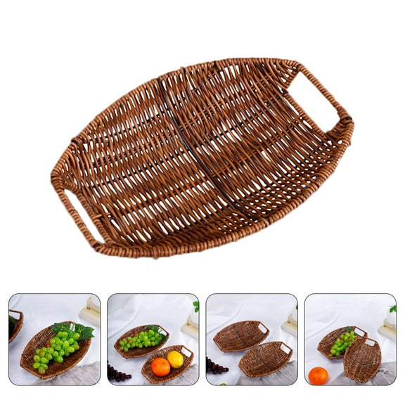 ETHZZLE Bread Basket for Kitchen Imitation Rattan Portable Rustic Design 1Set