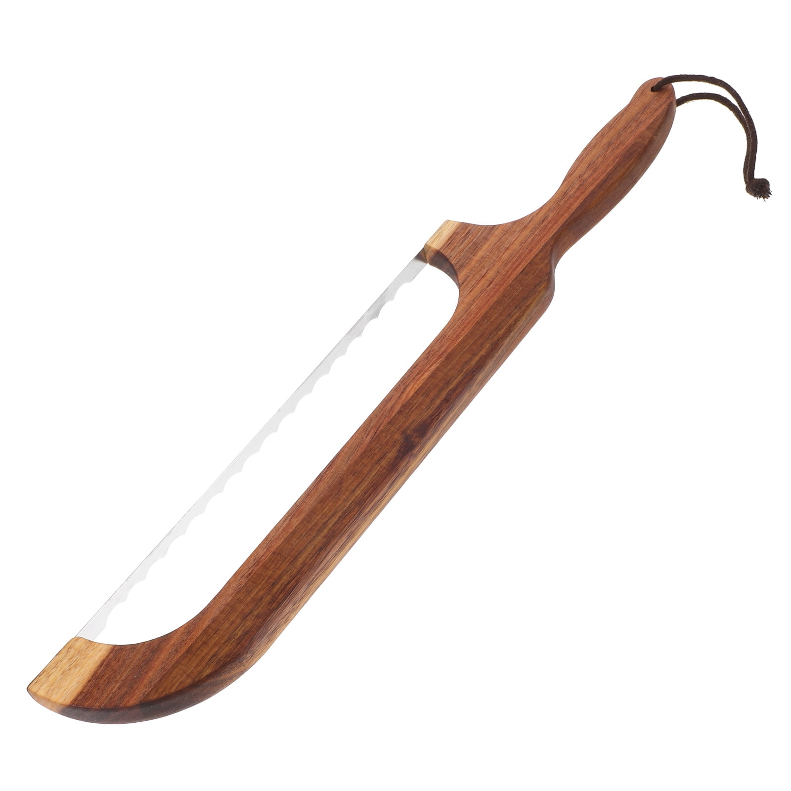 ETHZZLE Ergonomic Wooden Bread Slicer with Serrated Blade for Versatile ...