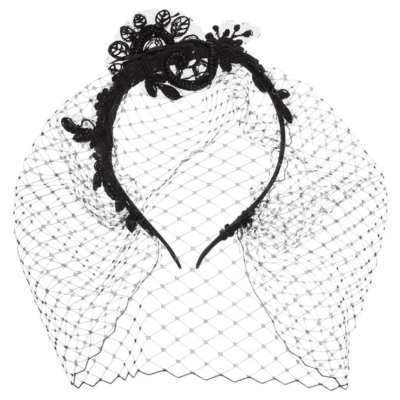 ETHZZLE Wedding Bridal Veil Headband with Black Mesh for Formal Party Hair Accessories