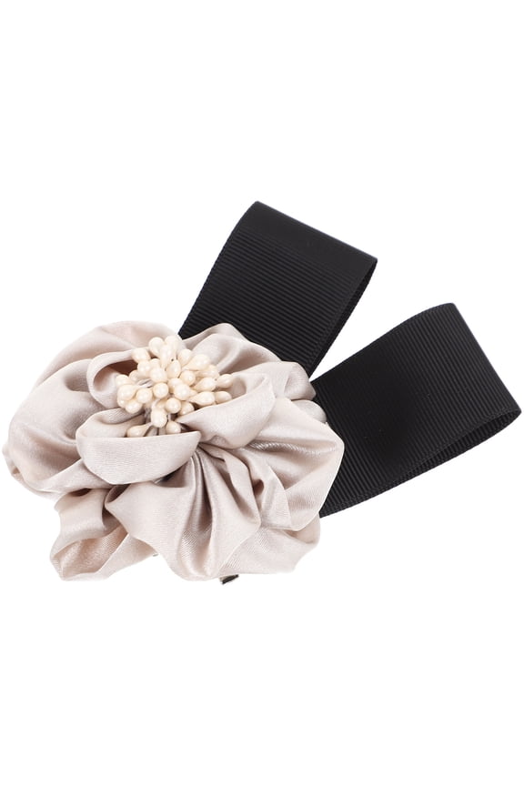 Elegant Beige Flower Brooch Pin Made from Satin for Jackets Suits and Backpacks