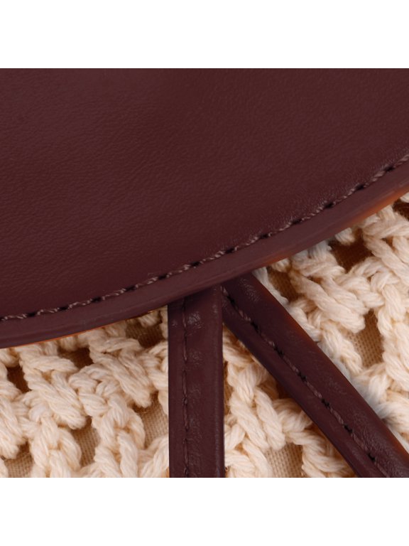 Boho Backpack Crochet Woven Brown Travel Breathable Polyester PU