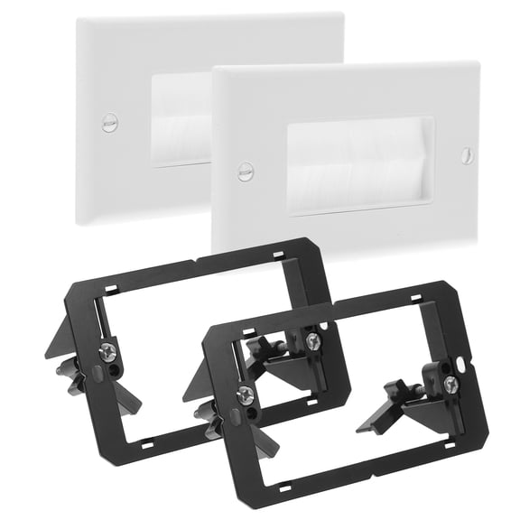 ETHZZLE 2 Panels Brush Cable Entry Plate White ABS for Wall Plate Installation Tools