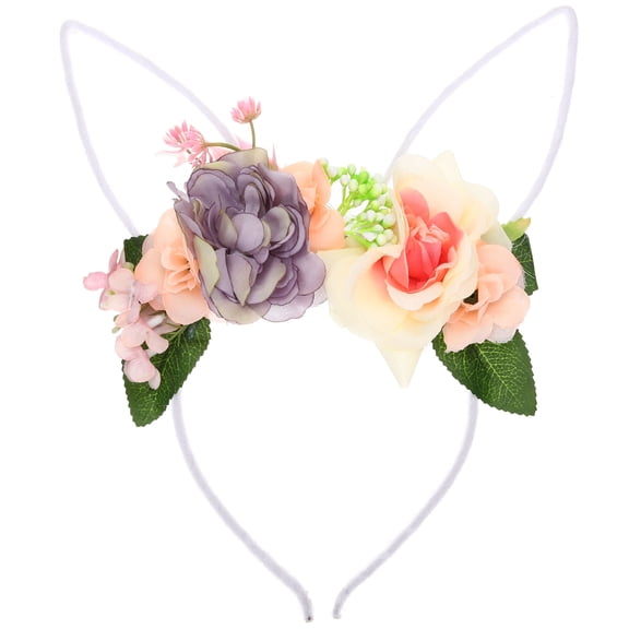ETHZZLE Bunny Ears Headband Multi Color Floral Design Easter Headbands for Celebration