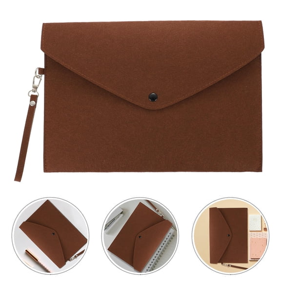 ETHZZLE Portable Envelope Folder Coffee Felt File Storage Pouch for Business Use