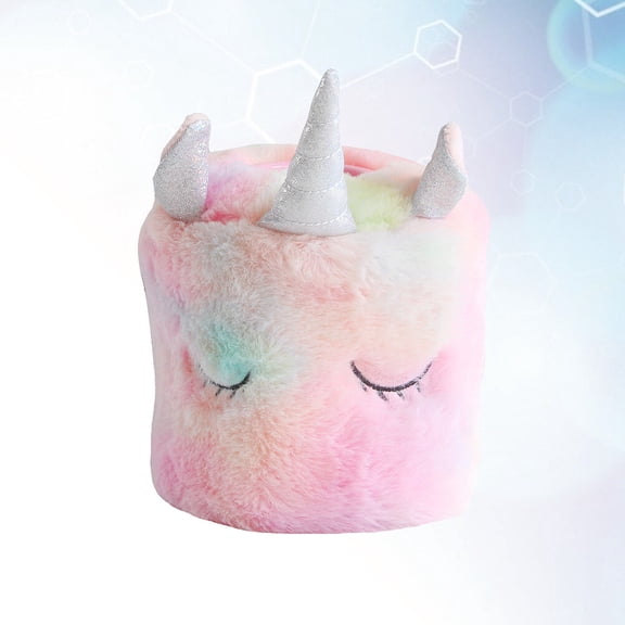 ETHZZLE Round Plush Fabric Tissue Napkin Box Holder Design for Home and Office - 1 Set