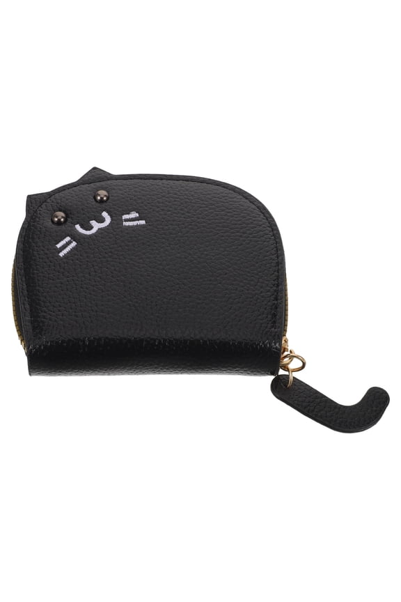 Black Cat Coin Purse Small Zipper Change Wallet for Travel Use