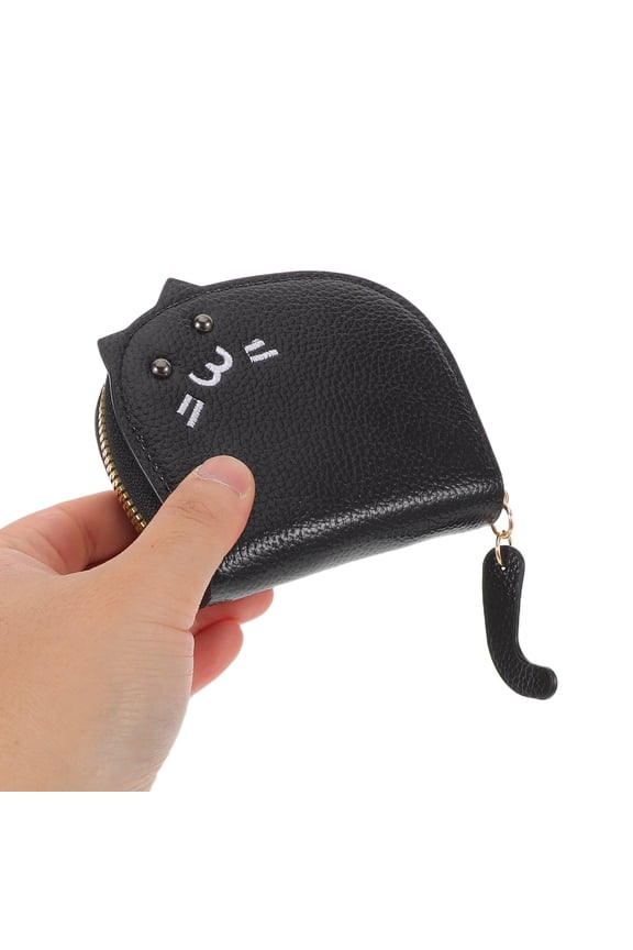 Black Cat Coin Purse Small Zipper Change Wallet for Travel Use