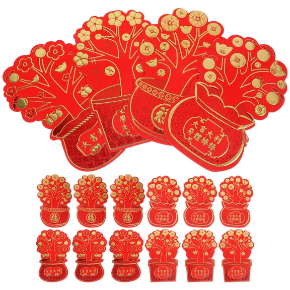 ETHZZLE Chinese Red Envelopes 16Pcs Lucky Money Bags for Family Gatherings and Company Annual Meetings 5.5x3.5in