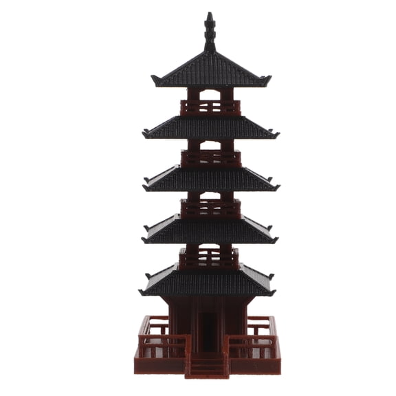 ETHZZLE Chinese Tower Figurine Brown Plastic Model for Garden Tabletop and Aquarium