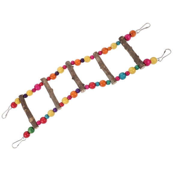 ETHZZLE Natural Birdcage Rope Ladder Wooden Parakeet Climbing Step Toy 1 Set